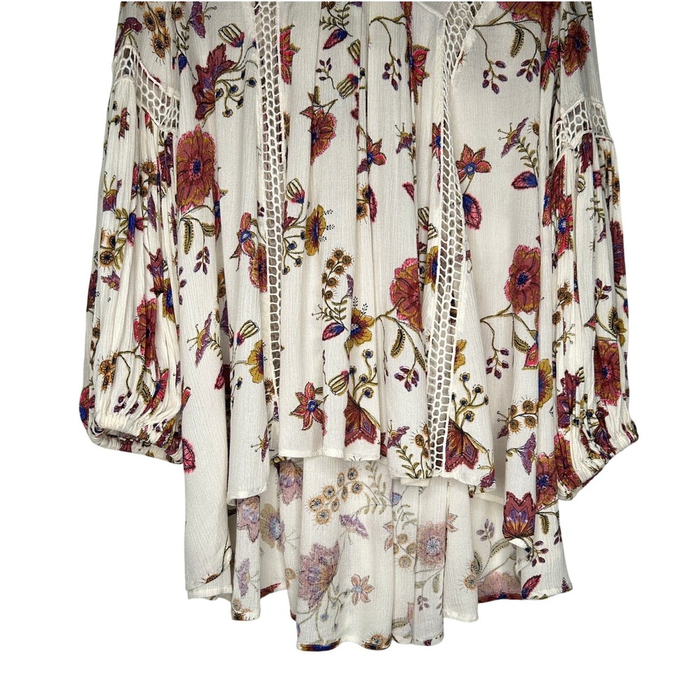 Free People Just The Two Of Us Tunic Dress XS Ivory Floral Boho Crochet Relaxed - Picture 11 of 15